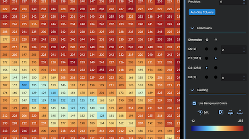 Color spreadsheet view with auto column sizing