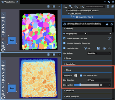Linked 2D image and slice views