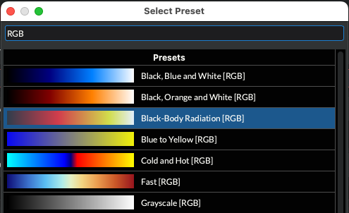 Color Presets Dialog Search Field